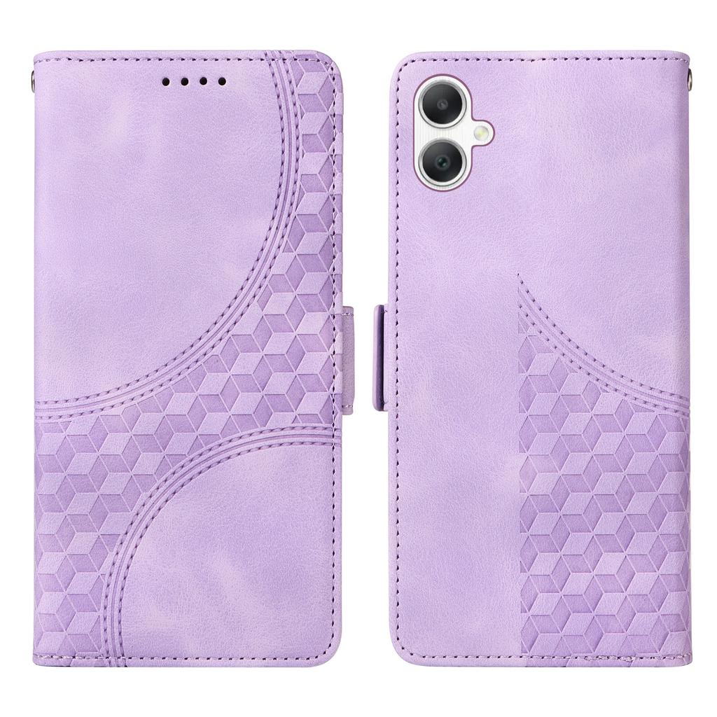For Samsung Galaxy A07 4G/A06 4G/A06 5G Leather Cases Wallet Rhombus Imprinted Phone Cover Stand with Strap
