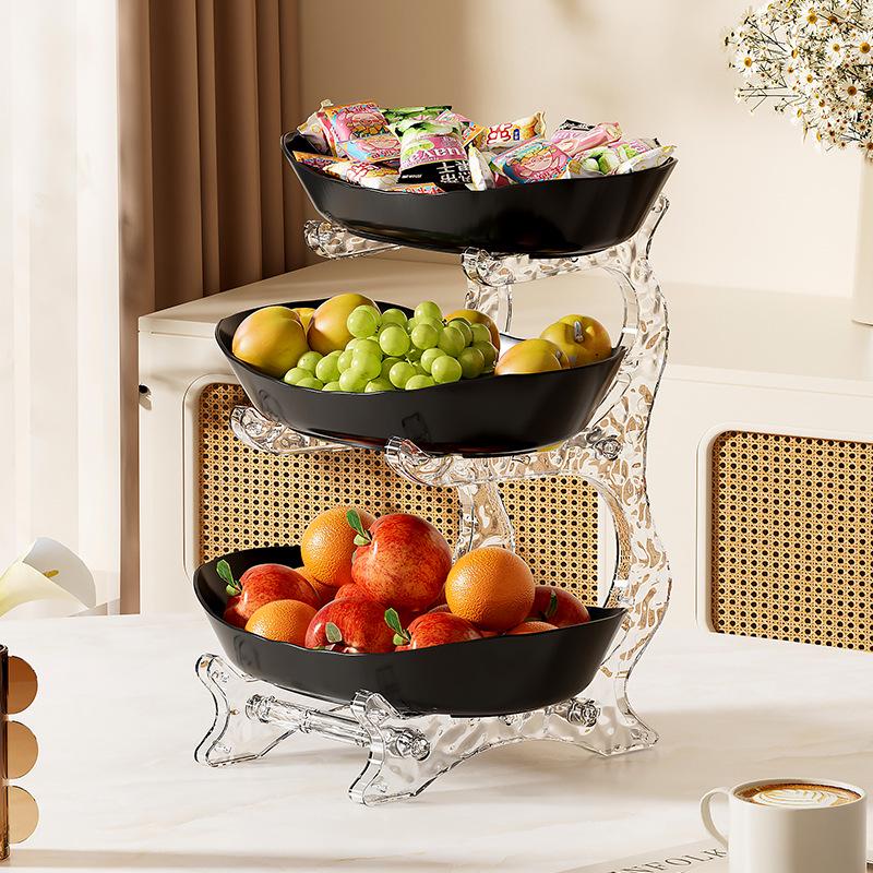 Soporte de Frutas y Pasteles de Madera de Doble Capa con Función de Drenaje