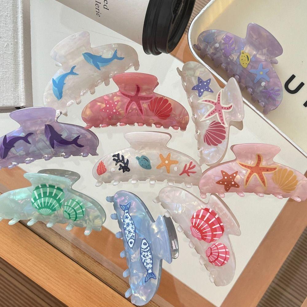 Korean Style Ocean Animal Hair Clip Sweet Geometry Shark Clip Hairpin Shell Hair Claw  Girls
