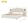 180x200cm Flat Bed, Upholstered Bed, Integrated Headboard, Hydraulic Lifting Mechanism, USB Connection, Two Bedside Lamps, Large Storage Space, Grey,