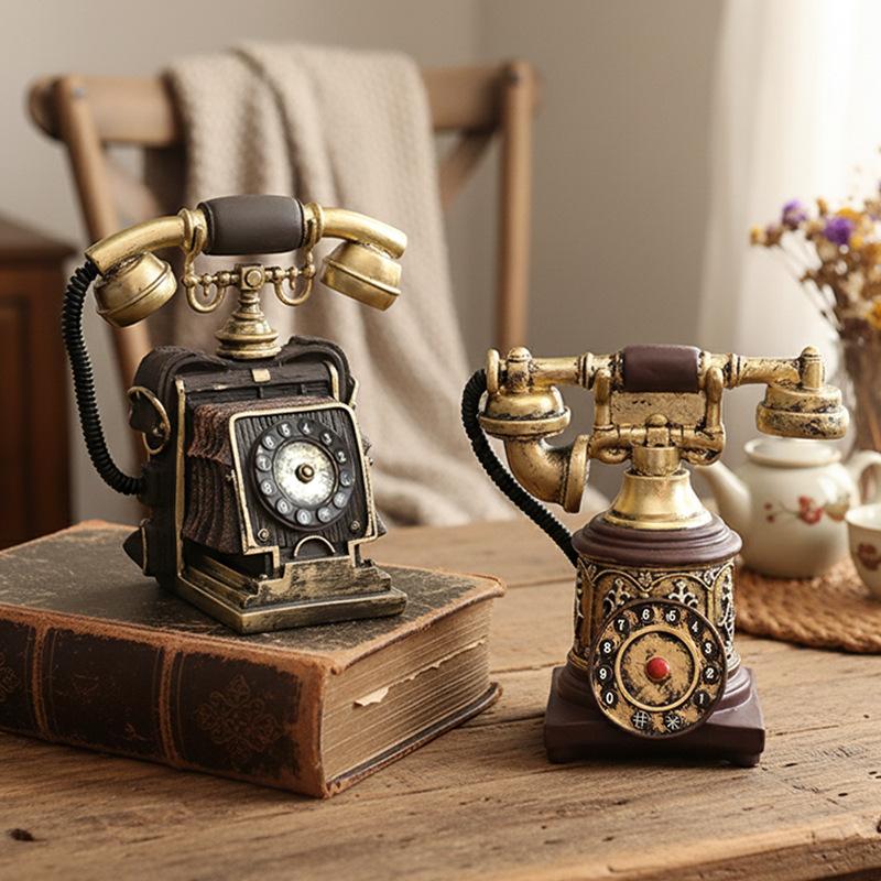 Vintage Kamera Spardose Harzfigur Kreatives Telefonmodell Heimdeko Ladendisplay Desktop-Ornament