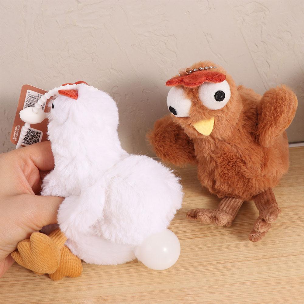 Rubber Hens Key Ring Cartoon Egg-laying Animal Key Holder Adorkable Plush Chicken Keychain School