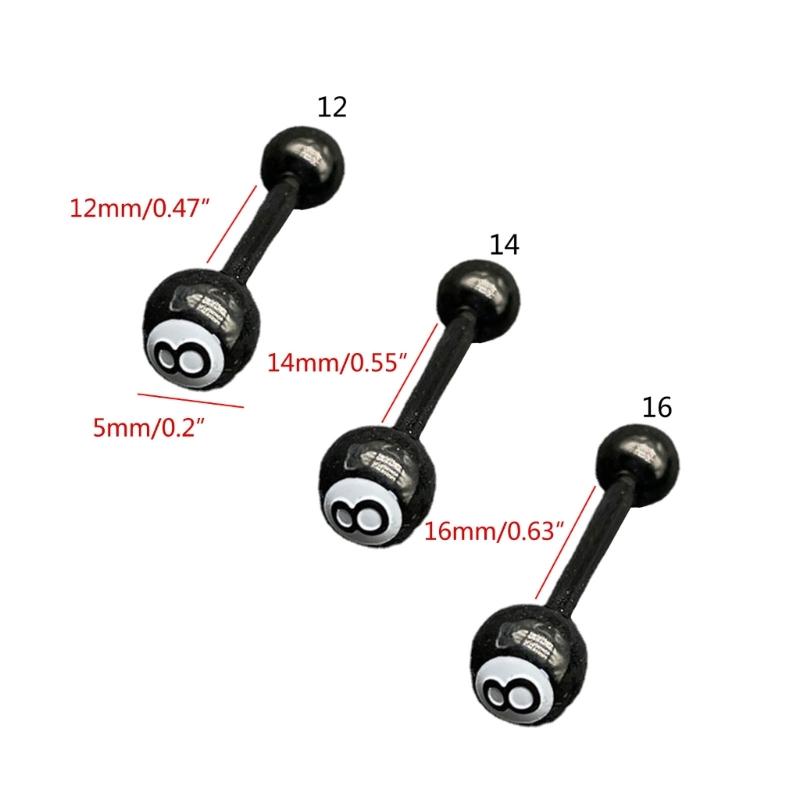 Anneaux de langue de billard pour femmes, bijoux de perçage de langue en acier inoxydable, longueur de barre de 12 à 16mm pour anneaux de langue