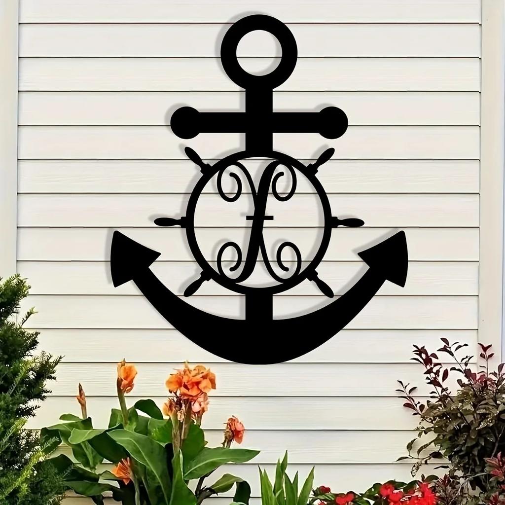 Custom Letter Anchor Metal Wall Art - Ευέλικτο, χωρίς ενέργεια, κομψή διακόσμηση για σπίτι και δώρα, τέλειο εσωτερικό και εξωτερικό