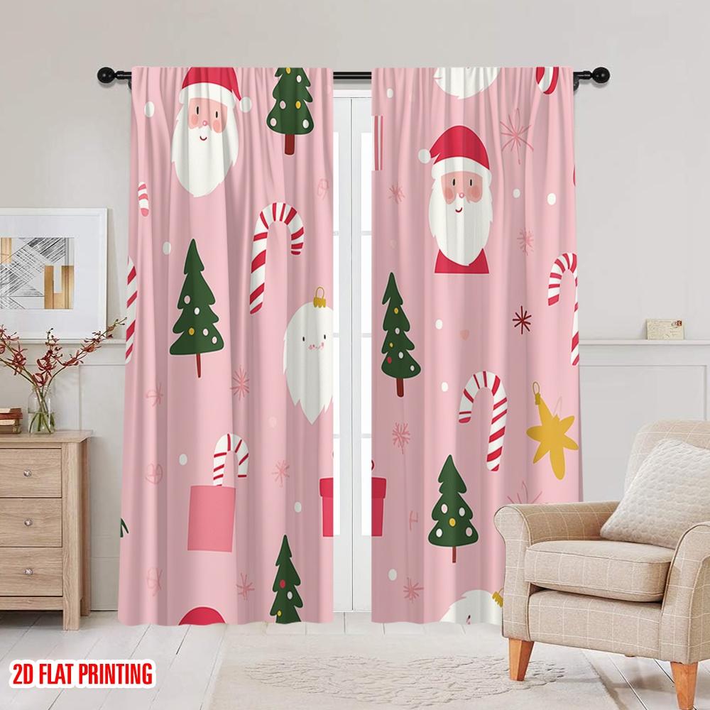 2 Stück, 2D-Flachdruck Beliebte Vorhangpaneele Weihnachtsbaum Schnee Geschenk (2) Vielseitiges, strapazierfähiges Polyester (ohne Stange) Dekorationen