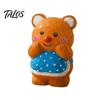 Whimsical Home Furnishings Hand-Carved Basswood Bear Ornament, Cute Apron Wood Decorative Figurine, Original Niche Gift for Lovers Statue Desktop