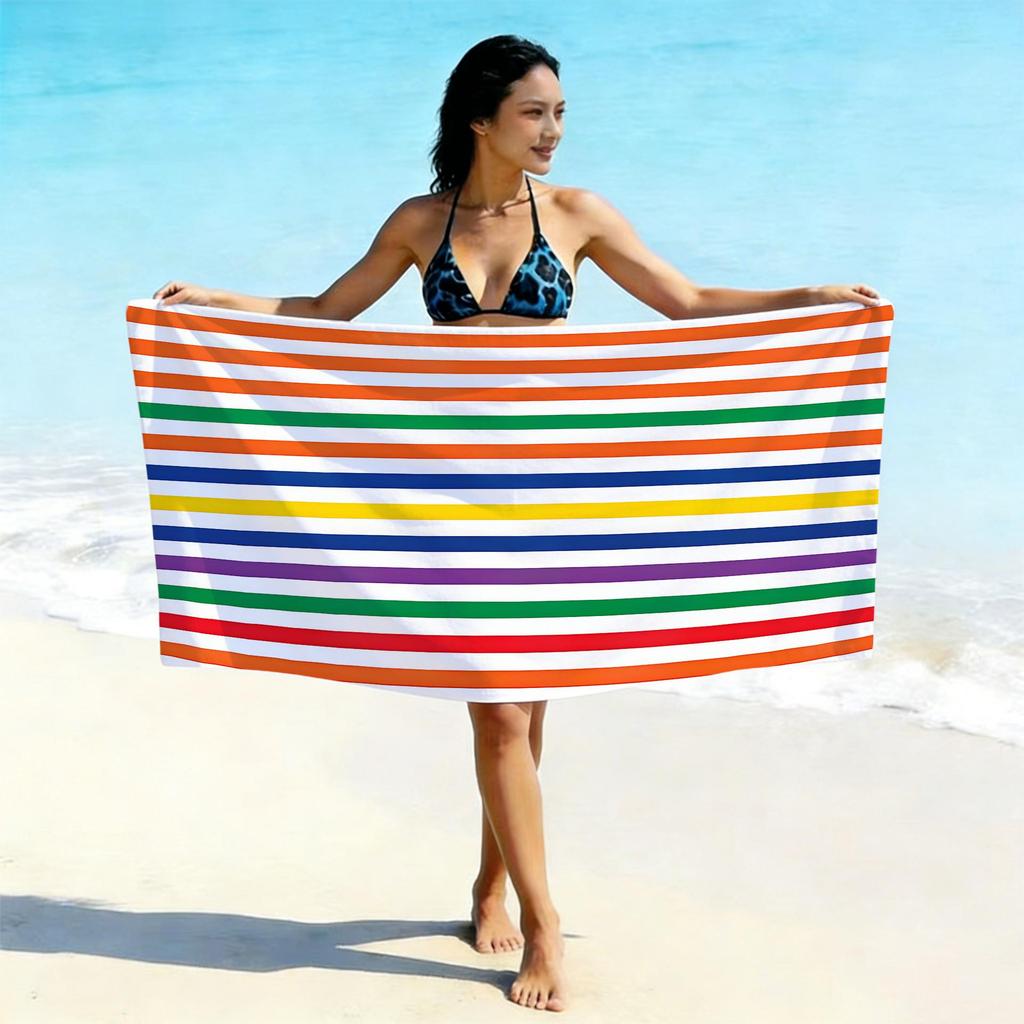 Ultra-Absorbent Striped Beach & Bath Towel - Thick, Soft, Microfiber