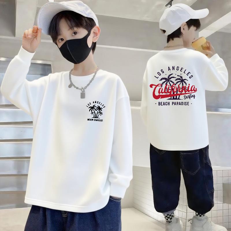 

Boys 100% Cotton Long Sleeve Round Neck T-Shirt - Autumn Casual Fashion for Children 170cm (100-120kg)