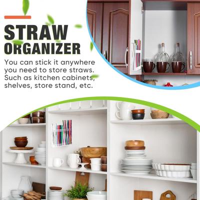 Acrylic Straw Holder with Double Sided Adhesive Tapes Transparent Reusable Tumbler Straw Organizer Storage Container