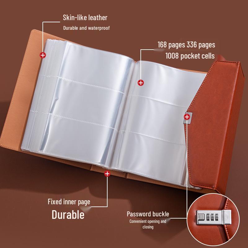 Waterproof Leather Password Lock Cash Storage Book for Paper Money, New Model, Three-Fold Design