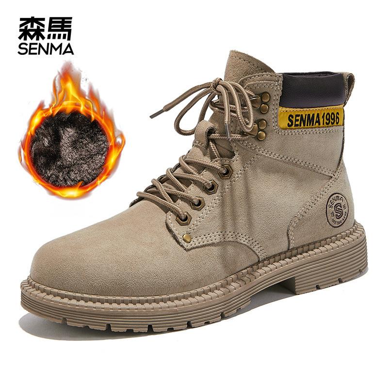 

2024 Мужские Женские Ретро Британский Стиль Повседневные Ботинки Сохраняют Тепло Мех Зимние Ботильоны Средней Высоты Желтые Ботинки Botas Para Hombre 45