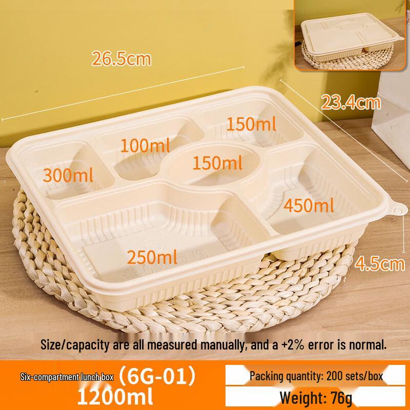 Degradable Corn Starch Disposable Multi-Compartment Takeaway Boxes