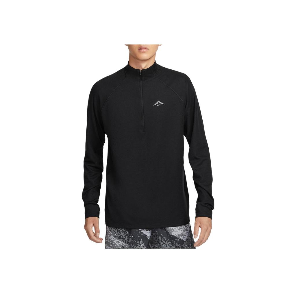 Nike Dri-Fit Trail Solid Color Comfortable Warm Quick-Dry Half-Zip Sweatshirt Unisex Sweatshirt Black Mountain-Top-White FV9995-010