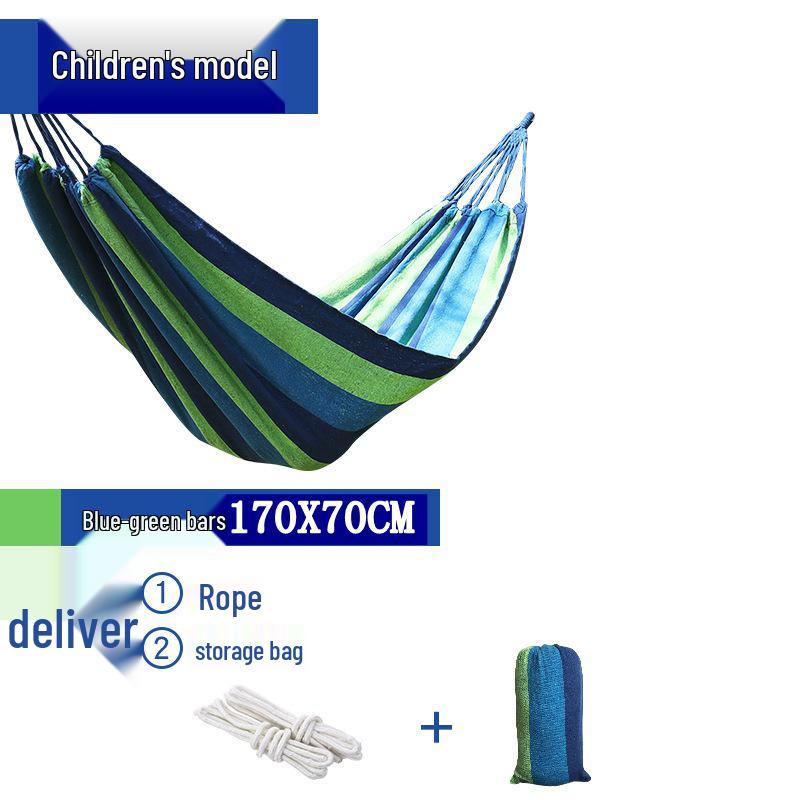 HuiYi Anti-Kipp-Segeltuch-Hängematte mit Holzstangen - Einzel- oder Doppel-Outdoor-Schaukel