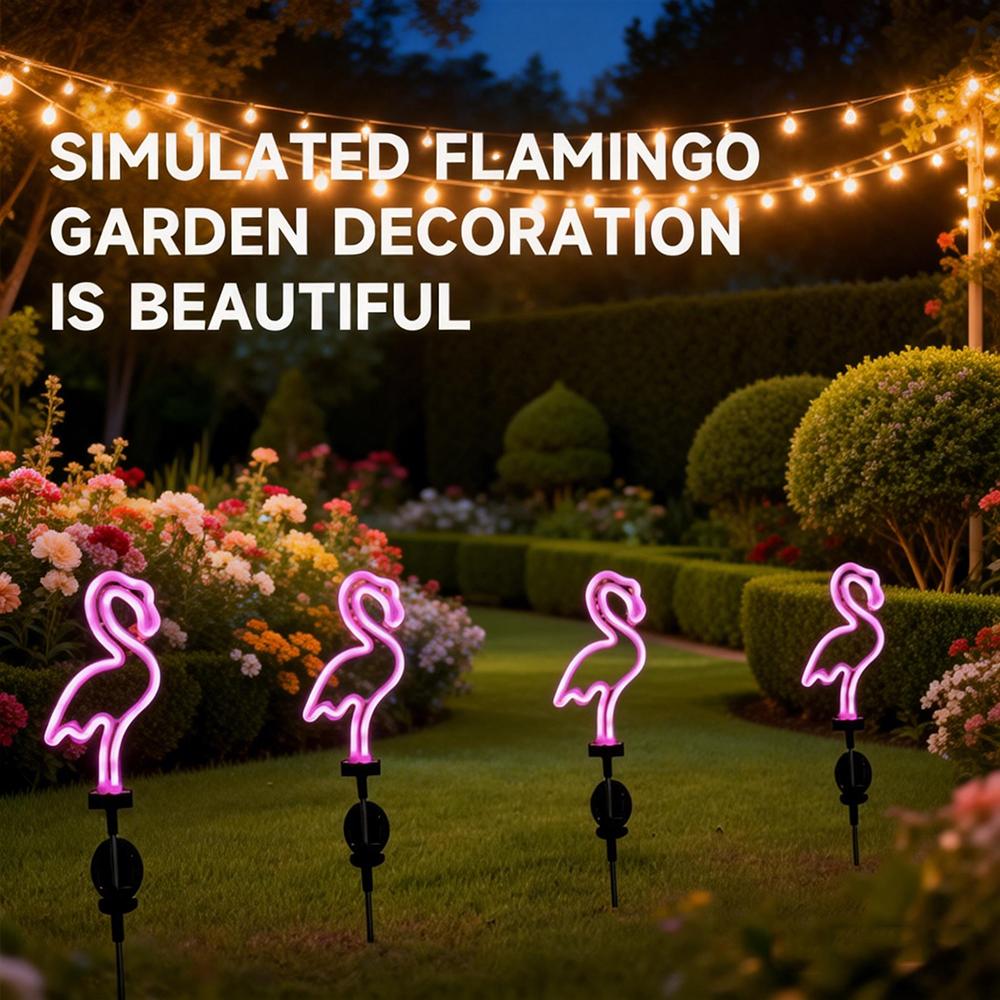 Solar Flamingo Garden Lights LED Outdoor Decorative Lamp Waterproof Yard Patio Pathway Lawn Decoration Lights for Backyard Party