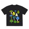 Hand-drawn Tree Graphic Unisex Cotton T-shirt Tee Casuai Short Sleeve Crewneck Top Fashion Streetwear Autumn Graphic T Shirts