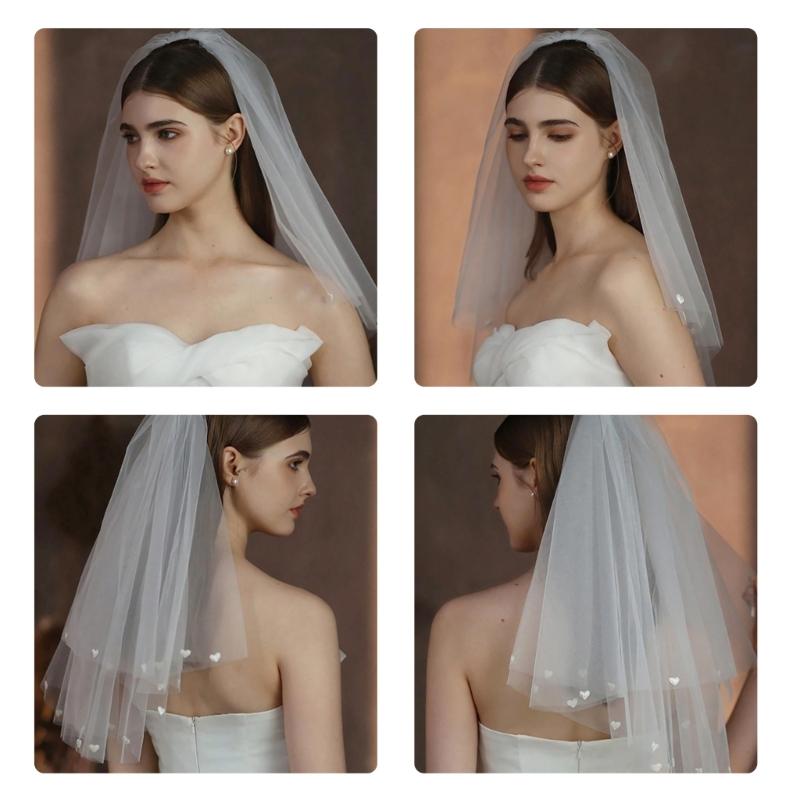 Voiles de Mariage Courts Luxueux Voiles de Tempérament Élégants avec Peigne Événement Dames pour Demoiselles d'Honneur et Participants au Mariage