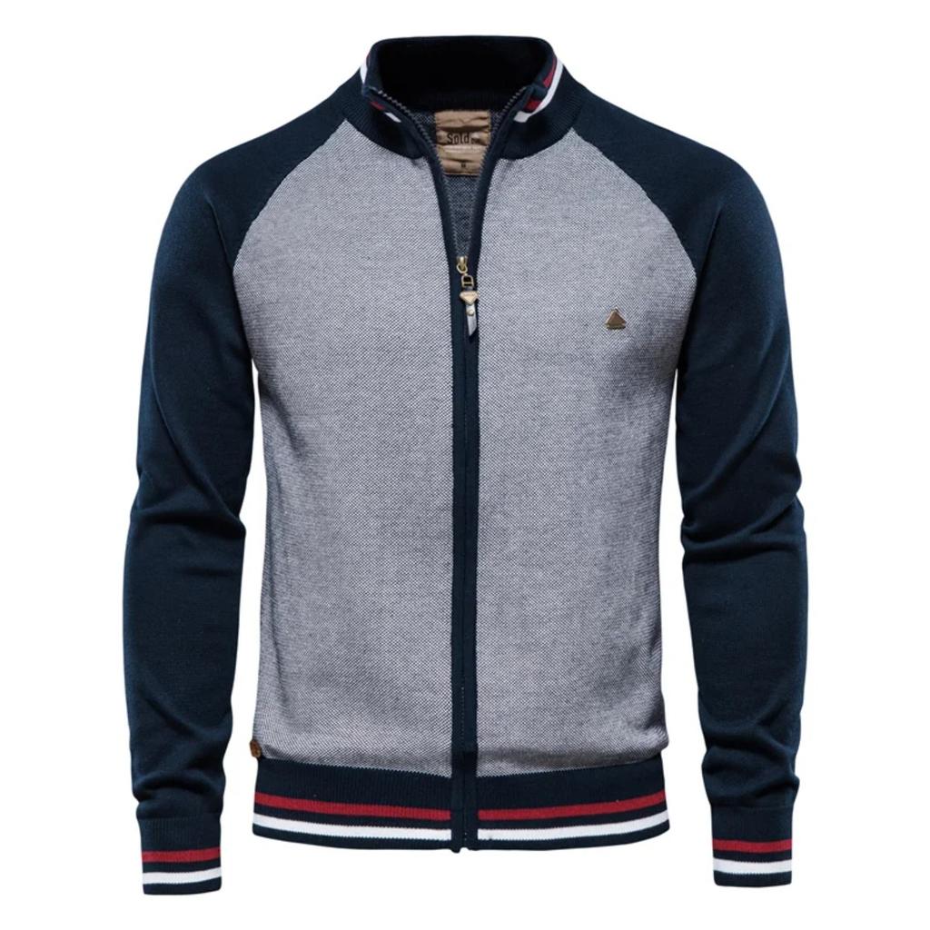 TrendHub Spliced Cardigan Men Streetwear Casual High Quality Cotton Sweater Men Winter Fashion Cardigans for Men