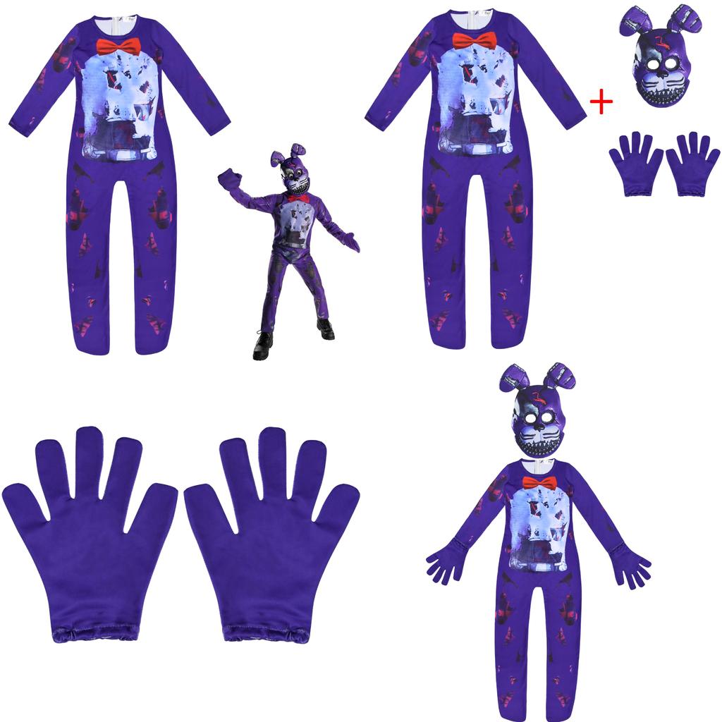 Sundrop Fnaf Toy Bear Cosplay Costume Bodysuit Jumpsuit Mask Glove For Kids' Halloween Party