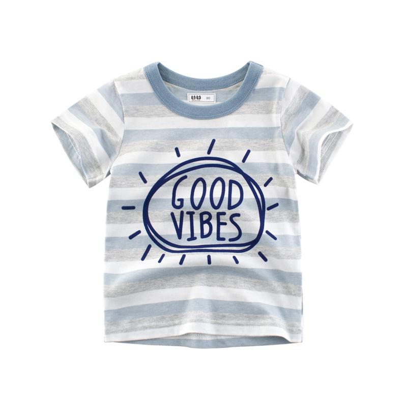 2024 Summer Kids Short Sleeve Striped T-shirt - Korean Style Boys Baby Clothing 100 cm
