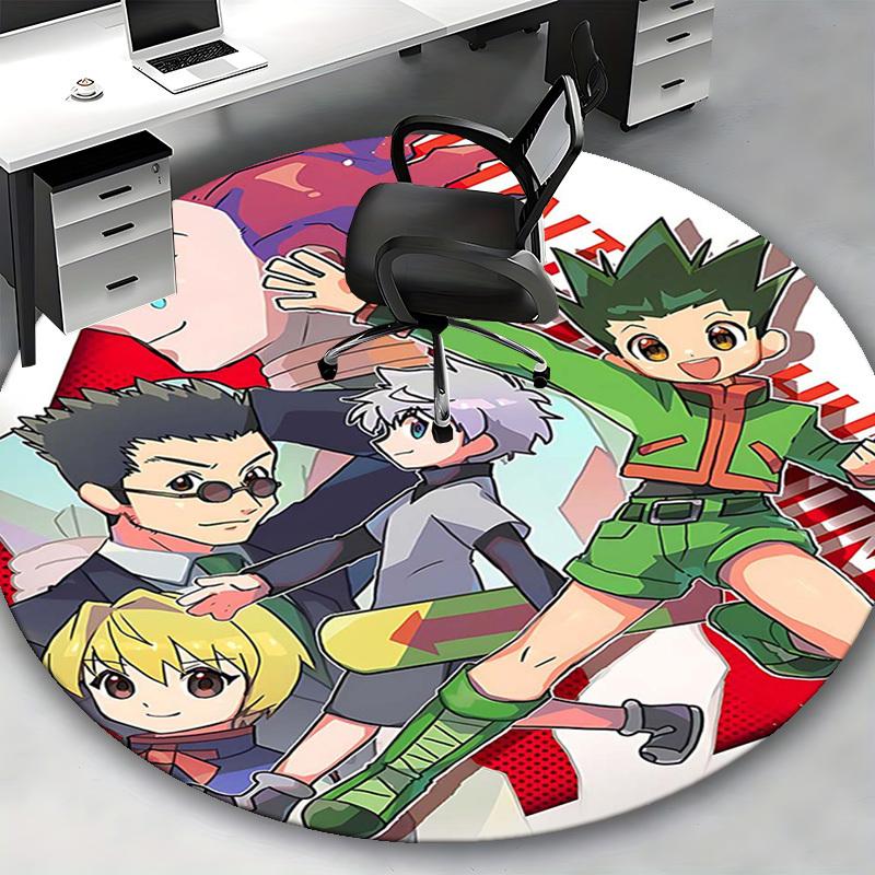 1pc Hunter X Hunter Anime Characters Round Carpet  Office Chair Mat, AntiSlip Rug for Home Decor, Living Room