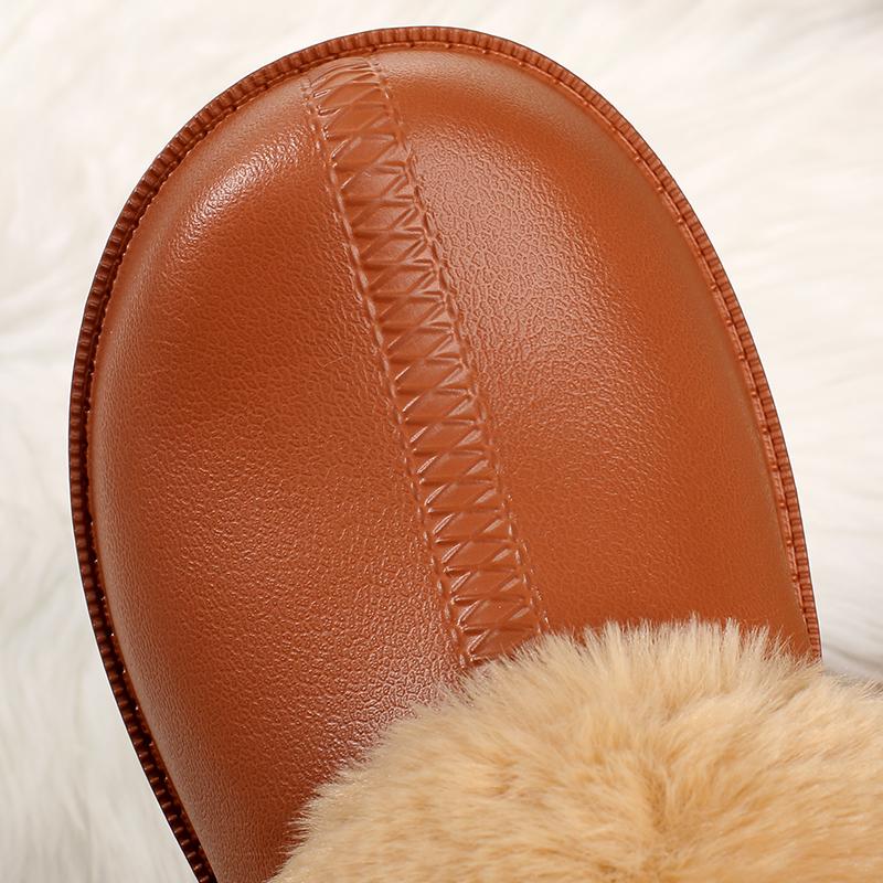 Women's Short Boots  Furry Snow Boots  Winter Warm Cotton Slippers Outdoor Non-Slip Thick-Soled Fleece Round-Toe Slip-On Shoes