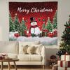 Merry Christmas Tree Snowman Tapestry Wall Hanging, Snowman Christmas Decor,Winter Holiday Xmas Tree Bird Wall Blanket Decor for