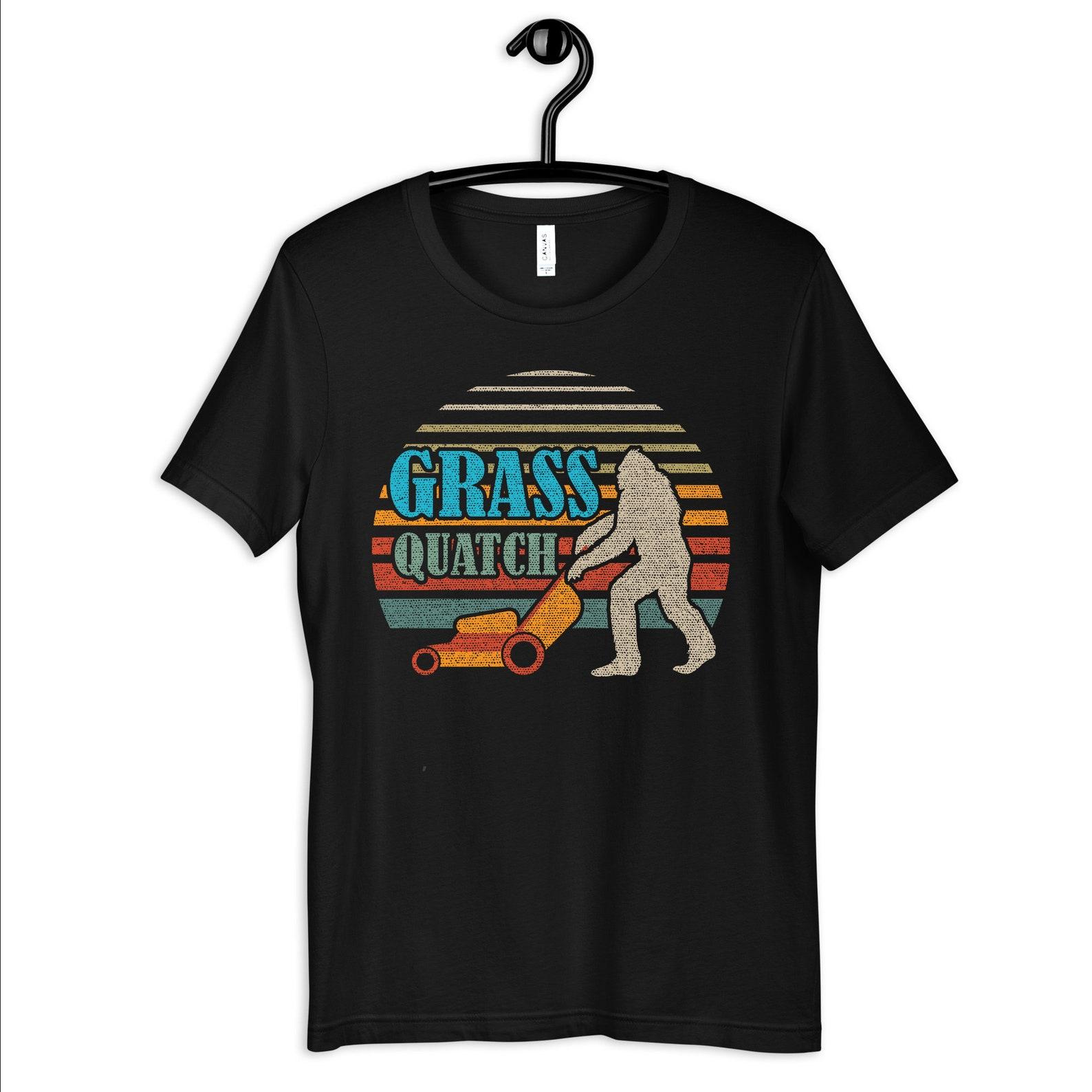 Grass Squatch Shirt, Funny Bigfoot Lawn Tee, Lawn Mowing T-Shirt, Landscaper Gift, Sasquatch Lawnmower Tank Top, T-shirt, T-shirt 3XL