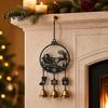 Creative Holiday Soft Furnishings Christmas Wind Chime with Metal Bells, Vintage Santa/Snowman/Deer/Bell/Wreath Iron Rustic Wall Ornaments Hanging