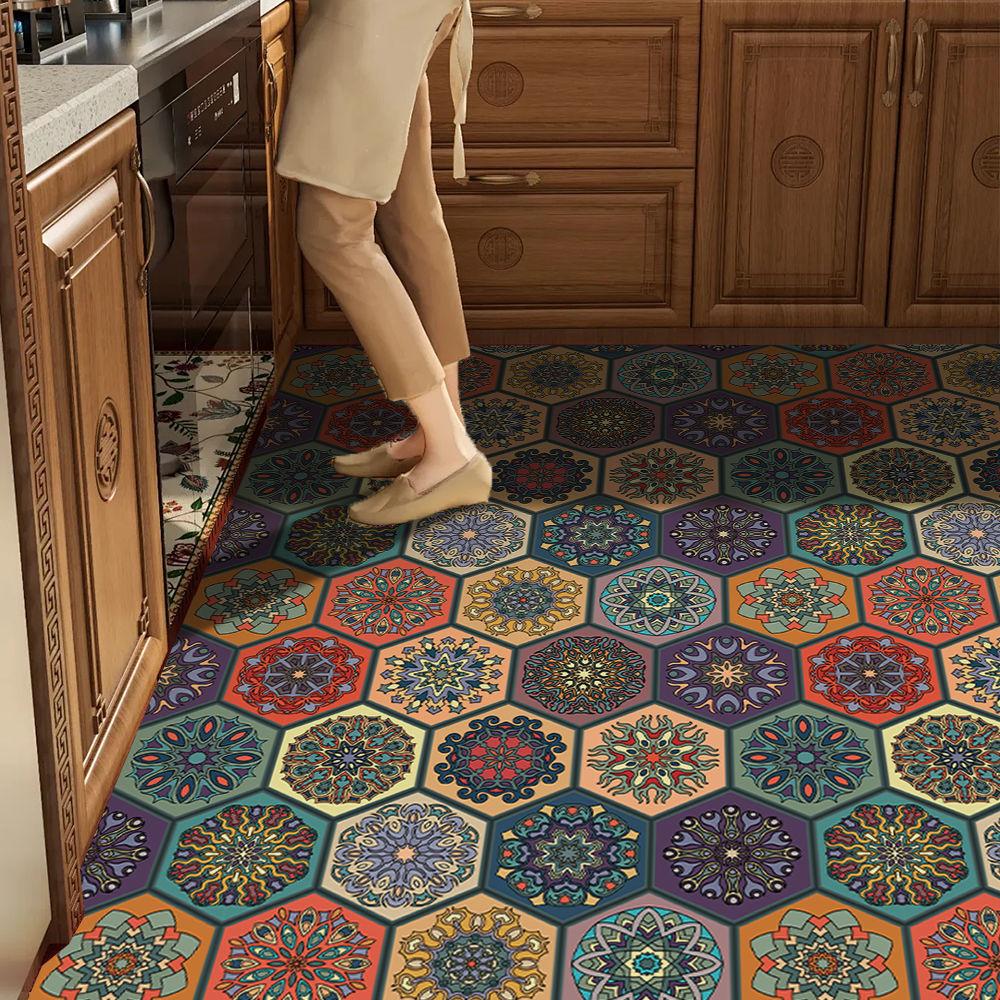 Kitchen Floor Mat Vinyl Carpet Pvc Leather Mats Waterproof Oil-proof Large Rug Home Decoration Non-slip