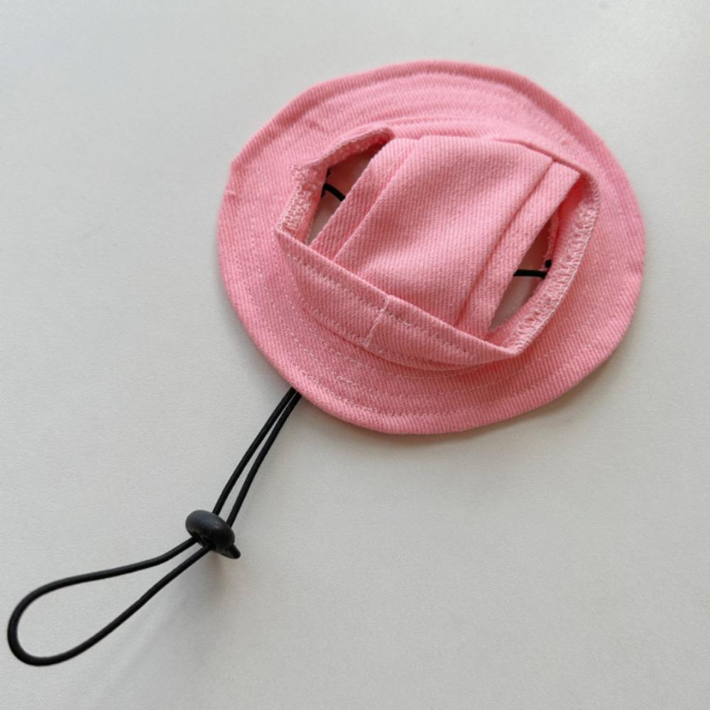 Casual Cotton Pet Sunshade Cap Solid Color Breathable Pet Fisherman Hat Adjustable With Ear Holes Dog Cat Bucket Hat Devon Rex