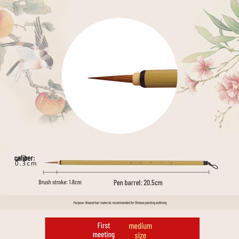 Wolf Hair Gongbi Outline Brush Set for Chinese Painting and Calligraphy - Flower & Bird Detailing Pen