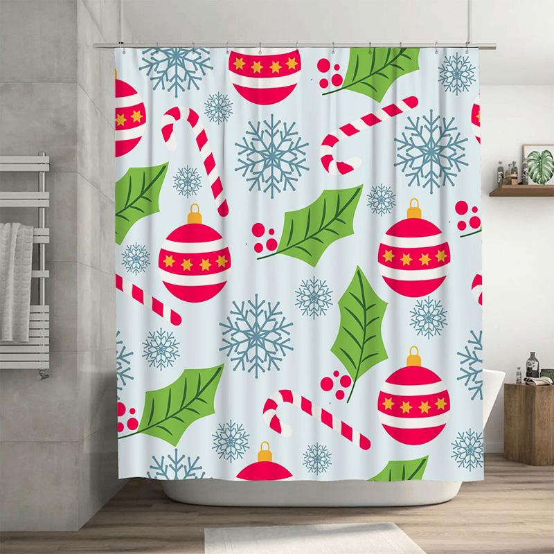 

Tu Christmas Shower Curtain Holiday Festive Pattern Waterproof Bathroom Decor Xmas Home Decor Fabric Backdrop Holiday Themed W60H190(CM)-1 Pcs