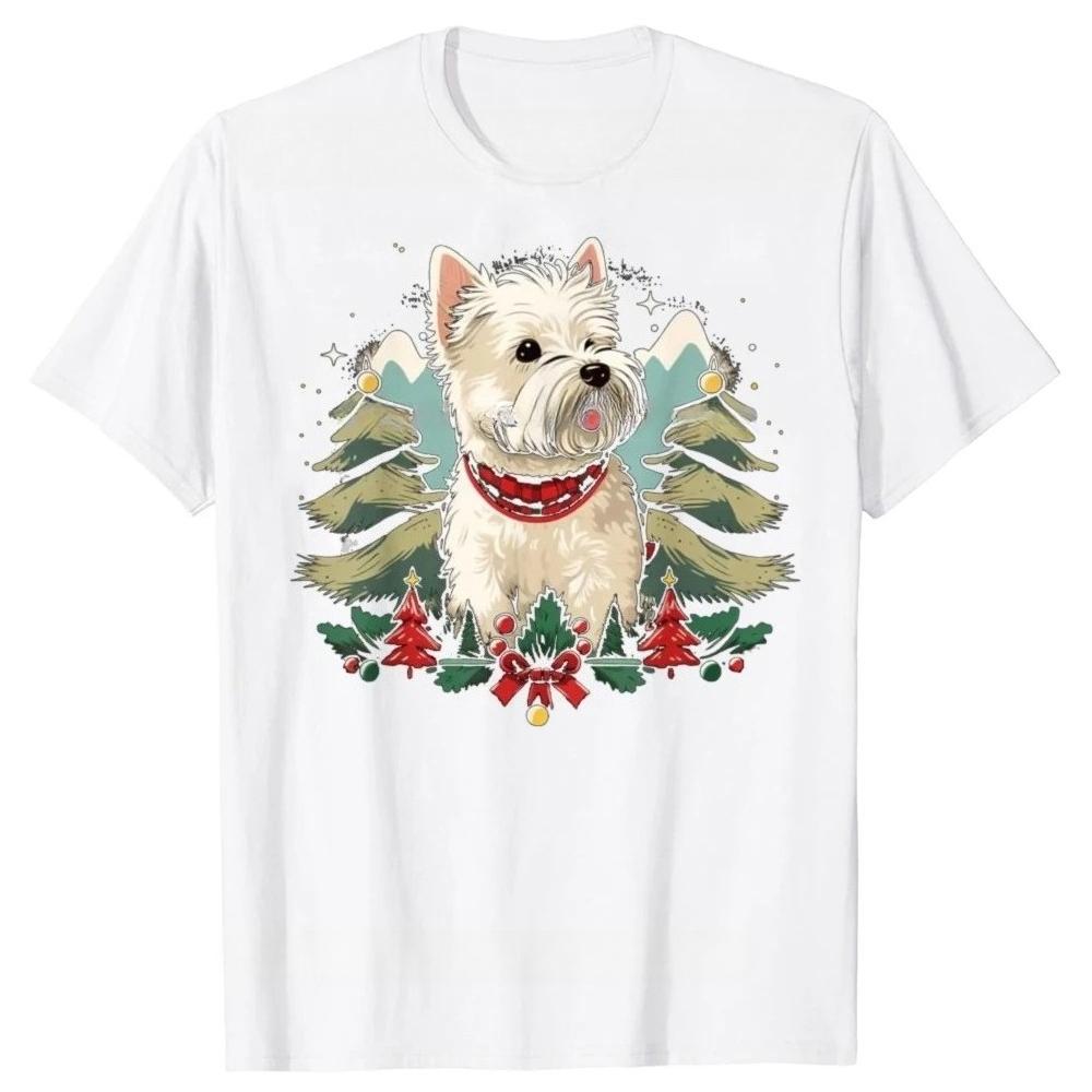 Xmas West Highland White Terrier Christmas Vintage Westie Dad Shirt for Women Dog Lover Gift Short Sleeve Streetwear TShirt Y2K