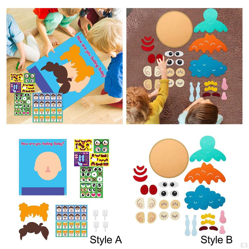 Emotional Learning Toy Felt Busy Board Make A Funny Faces Stickers Games