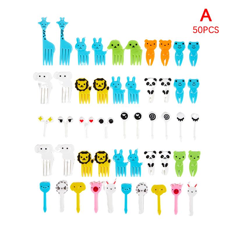 50Pcs/Pack Fruit Fork Cartoon Mini Christmas Halloween Cartoon Food Selection Children Snacks Cake Dessert Food Fruit Fork Party