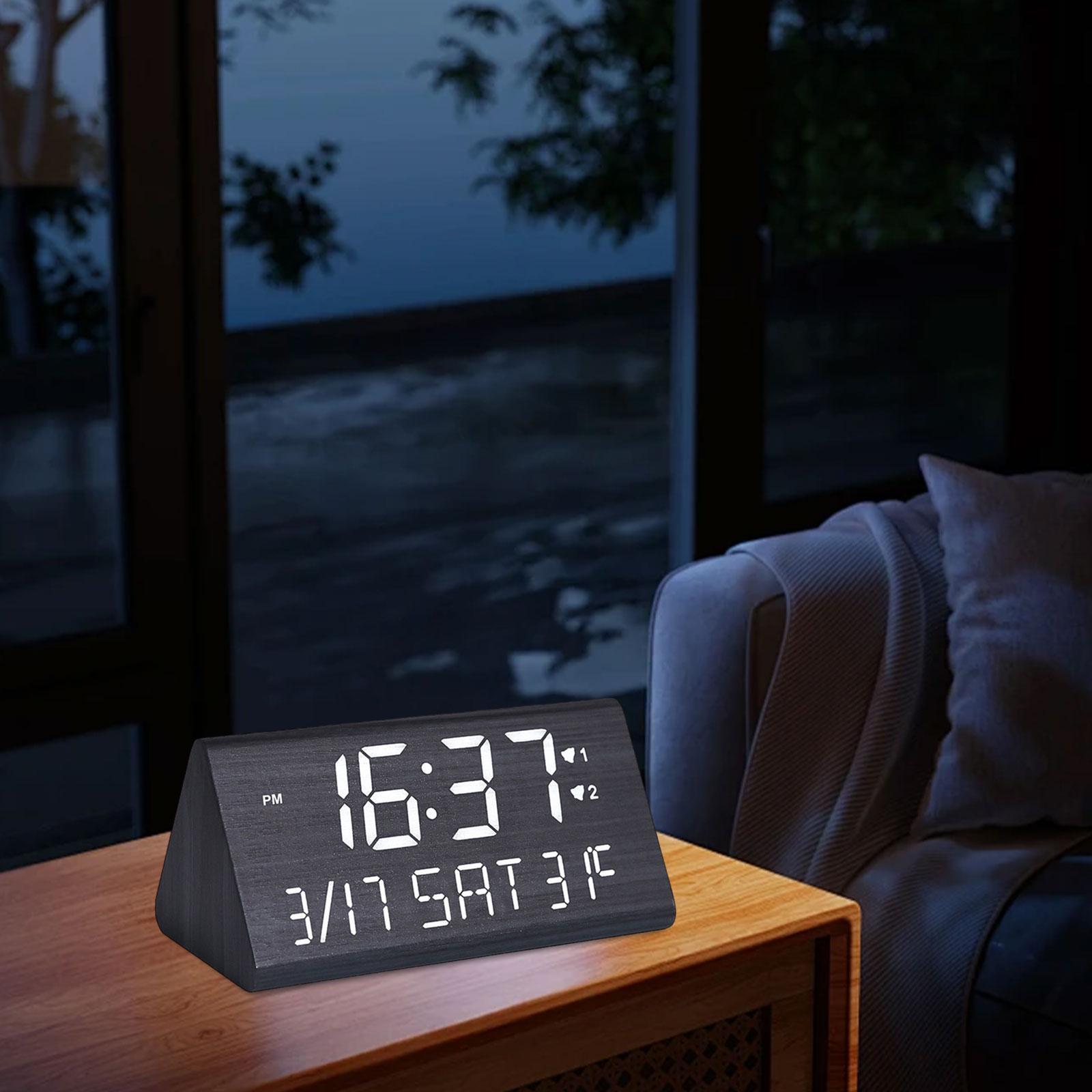 

Digital Alarm Clock, Bedroom Alarm Clock, Wooden, Wood Decor чорний