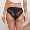 Women Panties See-through Hollow Out Lace Seamless Solid Color Mid Waist