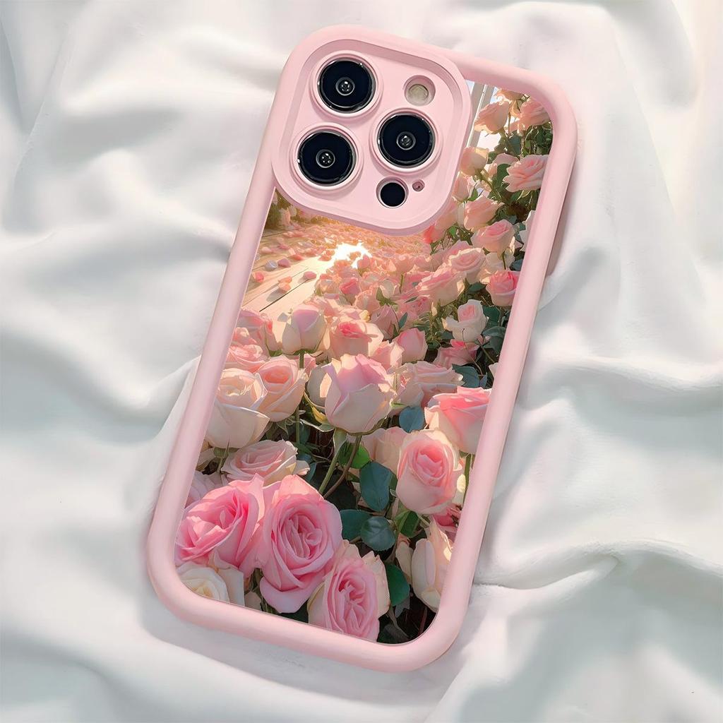Pink Gradient Flower Groove Case for iPhone 15/16/17