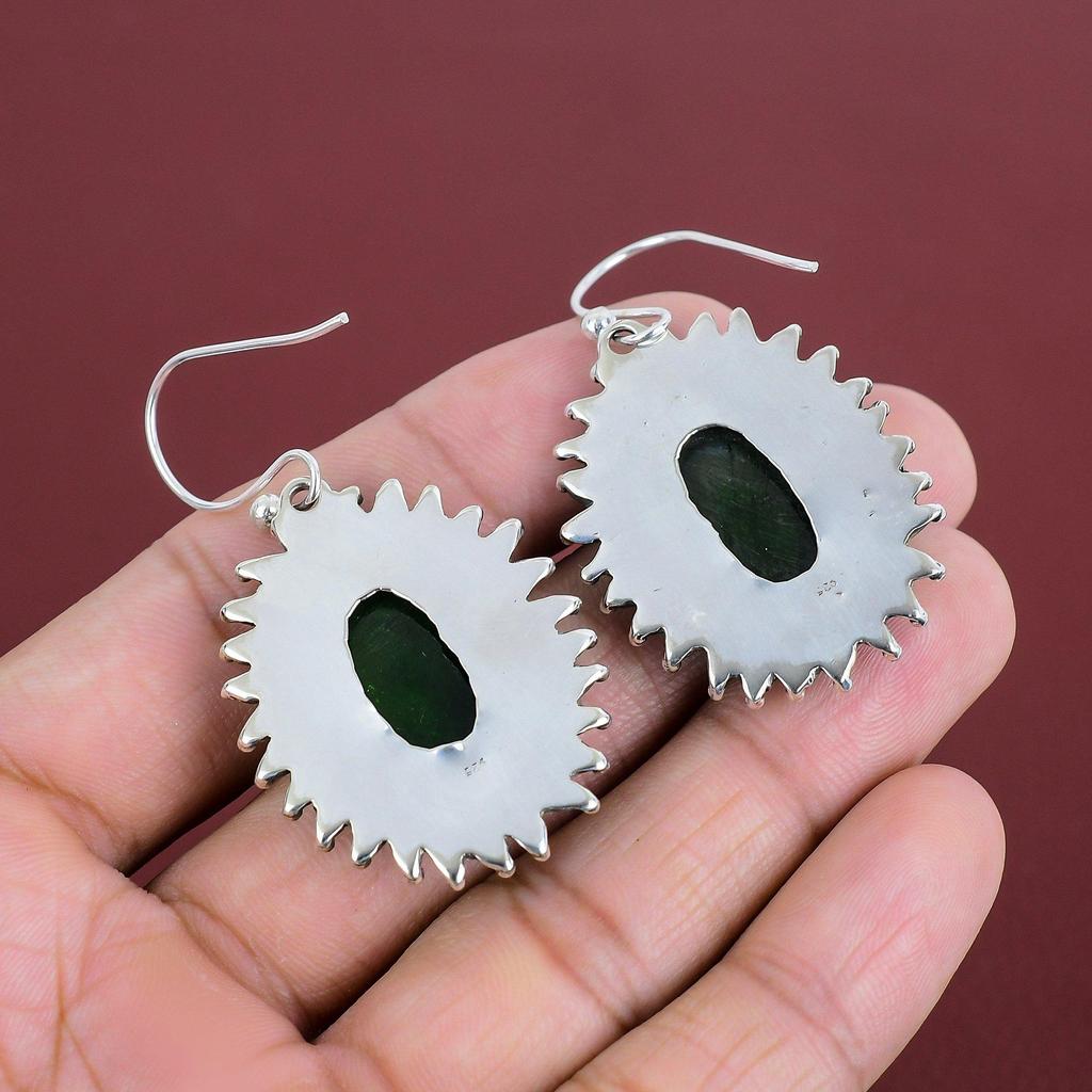 Grüner Feuer Labradorit Ohrring Original Edelstein Ohrring 925 Sterling Silber Ohrring Handarbeit Eleganter Schmuck Hochzeitsgeschenke Designer Ohrring