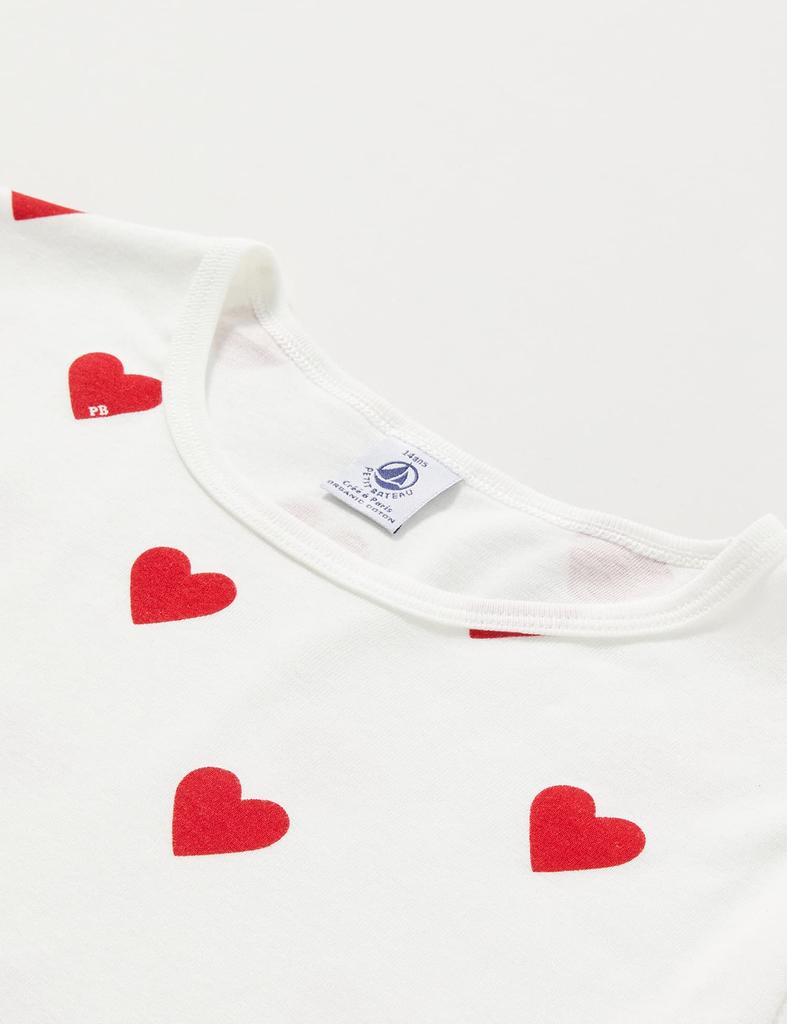 Petit Bateau Printed Long Sleeve Pajamas for Women A00J701 LARGE Red Heart PB63 PB600
