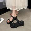 Fashion Fashion Slippers for Women Summer Thick-soled Slippers Outdoor Casual Beach Sandals for Women Wedge Heel High-heeled Sandalias