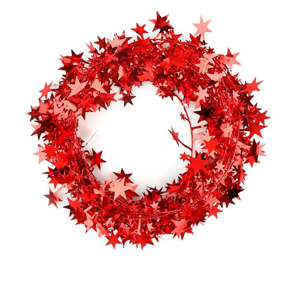 

Christmas Tree Decoration 2026 Gold Silver Stars Wire Garland 7.5 Meter Tinsel Star Rattan Xmas Tree Decors Glitter for Wedding красный