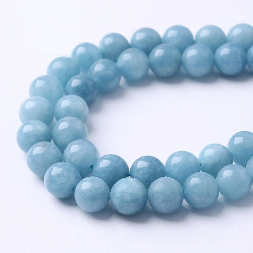 Chalcedony Natural Jades Smog Blue Stone 15" Smooth Loose Spacer Beads 4681012mm For Jewelry Making Diy Bracelets Charms Accessories
