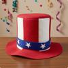 Chapeau en Feutre à Bande Patriotique à Motifs Ruban Couronne Cylindrique Accessoire de Fête