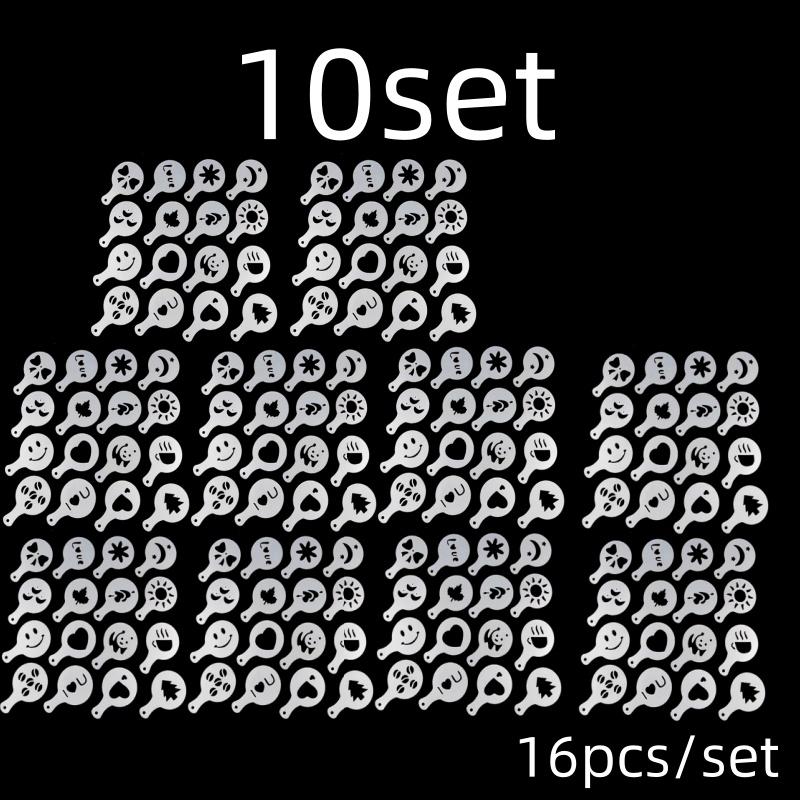 16Pcs/Set Coffee Mold Latte Cappuccino Barista Art Stencils Cake Duster Templates Coffee Accessories Milk Mold Coffe Decoration
