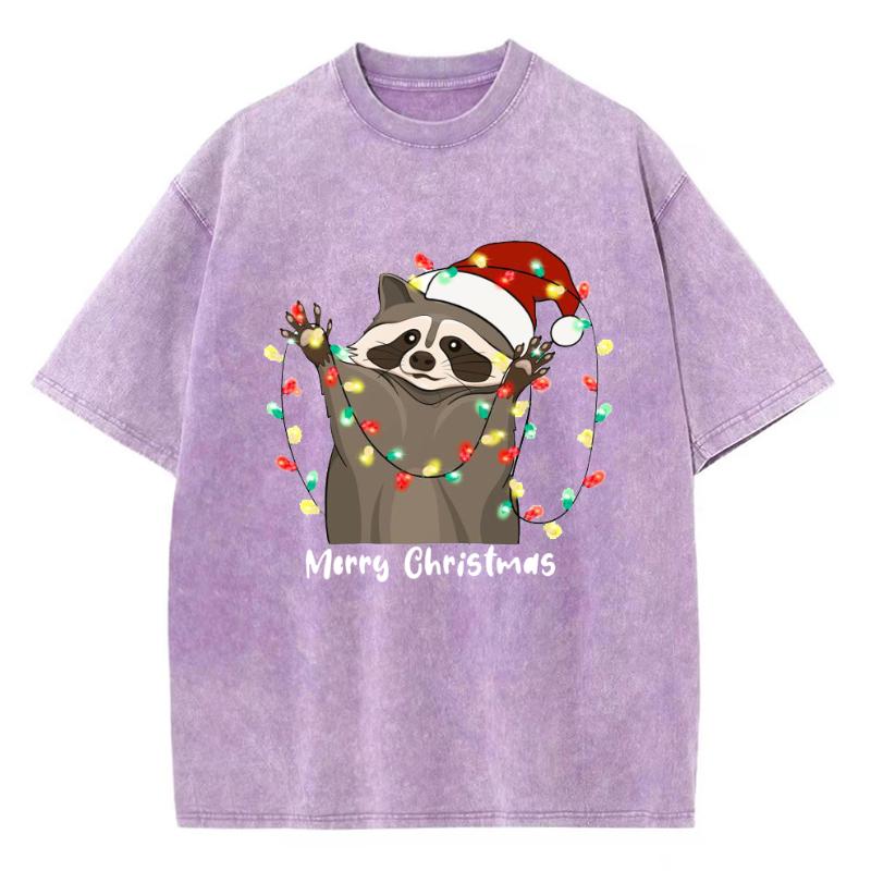 

Женская футболка с рождественским принтом в виде животных из мультфильмов, новый свободный повседневный топ из стираного денима с коротким рукавом 3XL