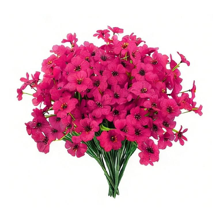 Set Of 24 Plastic Faux Violets Bundles For Porch Window Box And Seasonal Decorating Artificial Floral