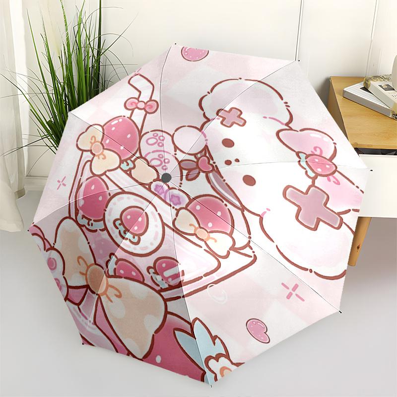

1pc Kawaii Strawberry Parfait Umbrella - Automatic Opening & Closing with Cute Bow Design - Perfect for Fans, Travelers, Everyday Use - Ideal Gift for