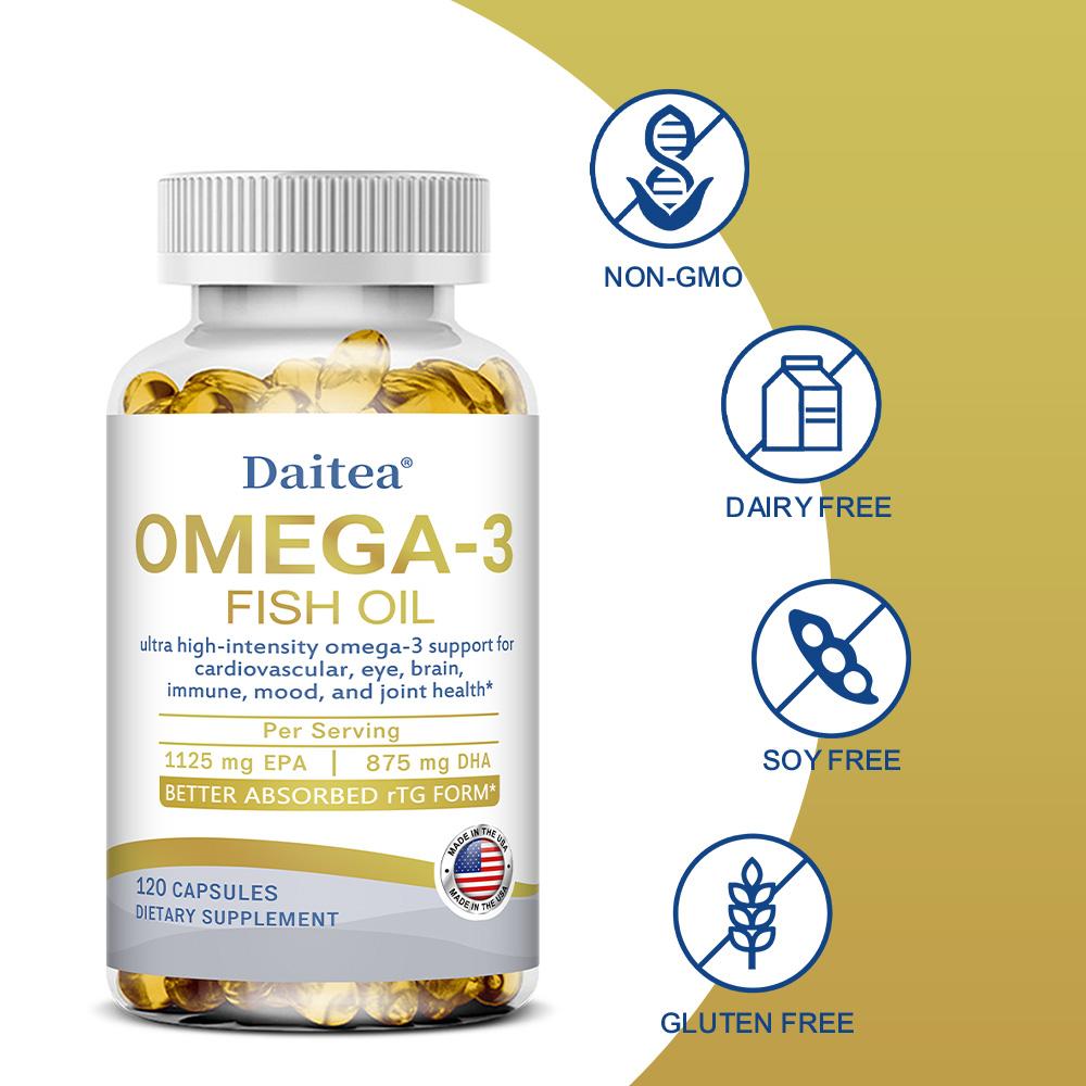 Omega-3 2150 mg Nahrungsergänzungsmittel, mit 1125 mg EPA und 875 mg DHA, 120 Weichkapseln pro Flasche